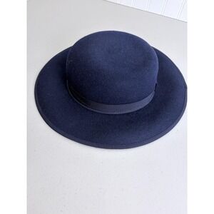 Vintage Pappagallo Navy 100% Wool Felt Bowler Derby Hat Made in Italy